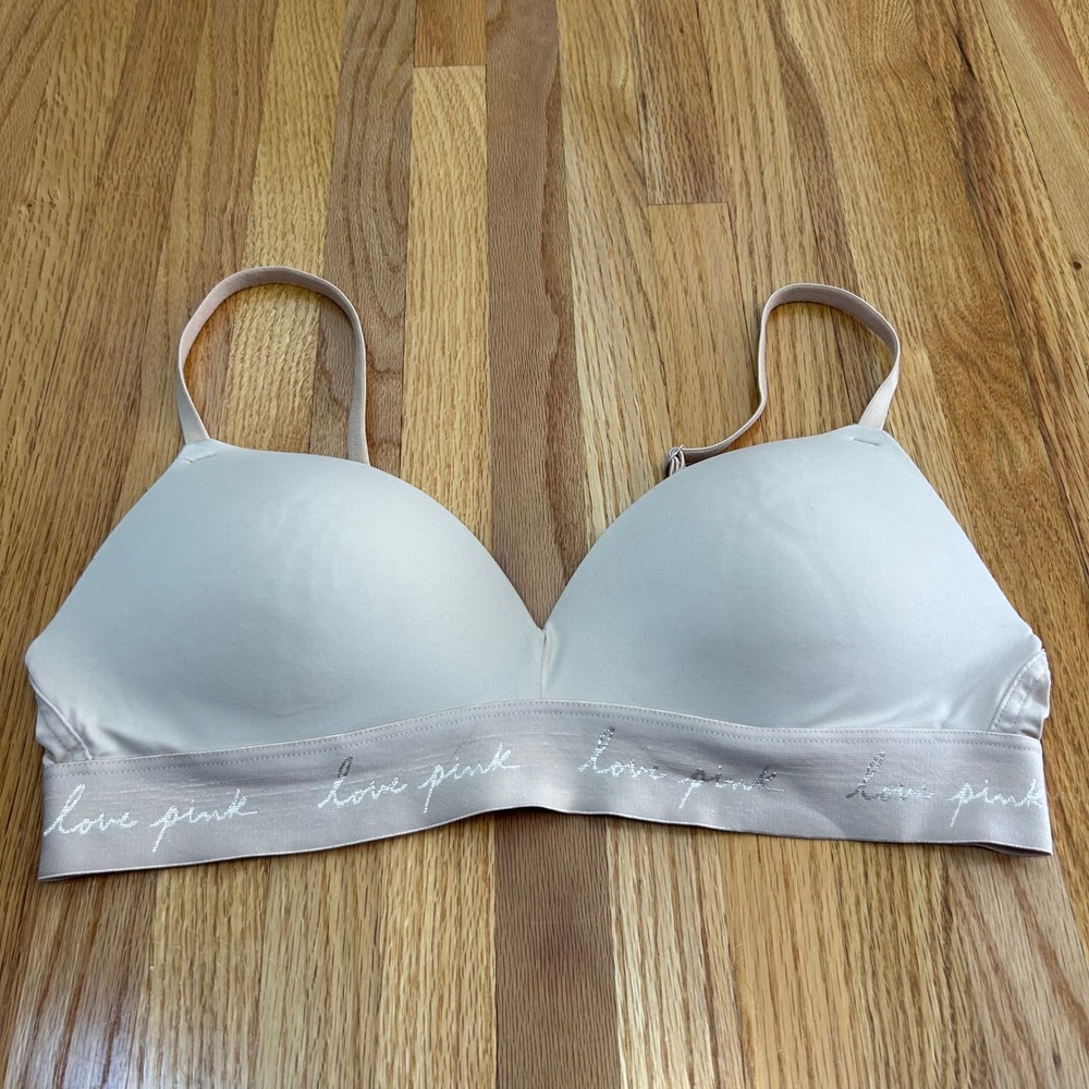 Victoria's Secret PINK Wear Everywhere Wireless Push Up Bra Beige 36B